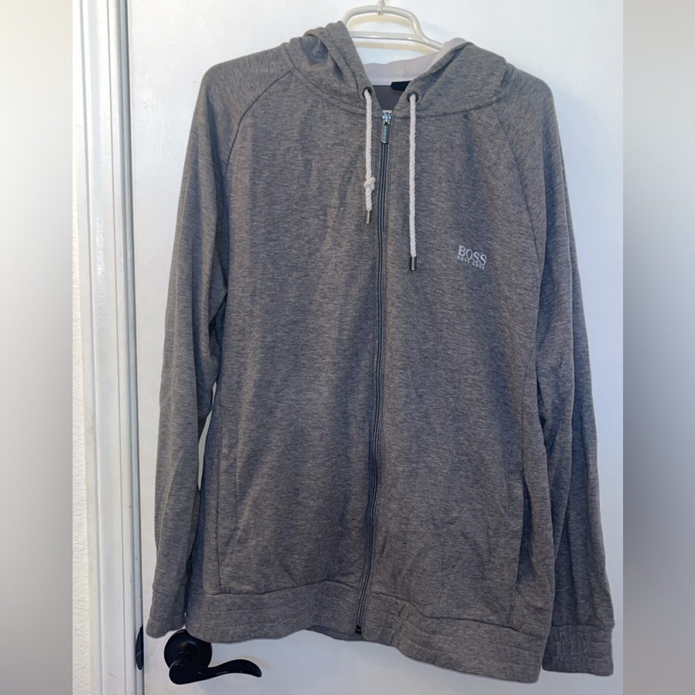 Hugo Boss Gray Zip-Up Sweater